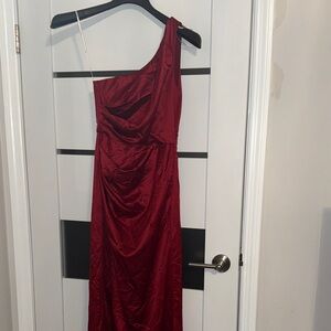 Lulu's One-Shoulder Burgundy Dress